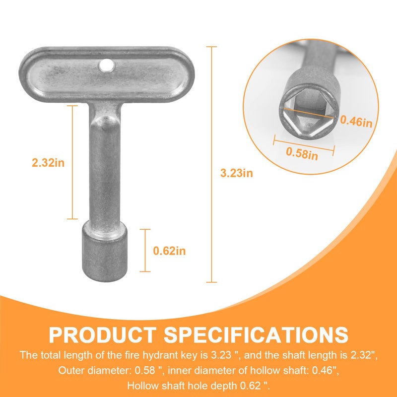 Aulpq 3/8'' Water Key for Zurn Hydrant Key P1300-PART-13-KEY  Square Socket Water Spigot Shut-Off Tool for Wall Hydrant Faucets  Outdoor Hose Valves  and Garden Valves -Silver -5 Pcs - Image 2